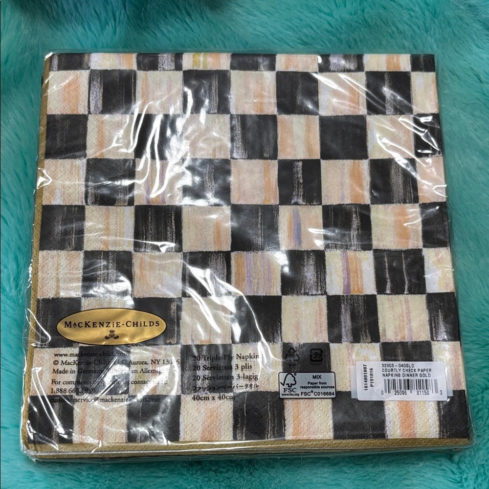 MacKenzie-Childs Napkins with Black, Cream, and + flower napkina - Picture 2 of 2